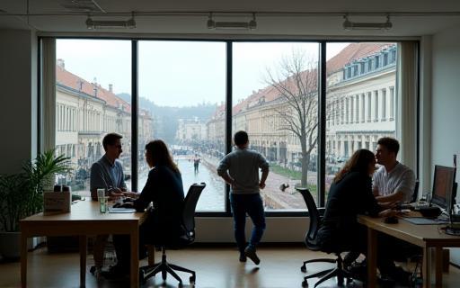 Tým MyVignette.cz v kanceláři s výhledem na náměstí Svobody v Brně